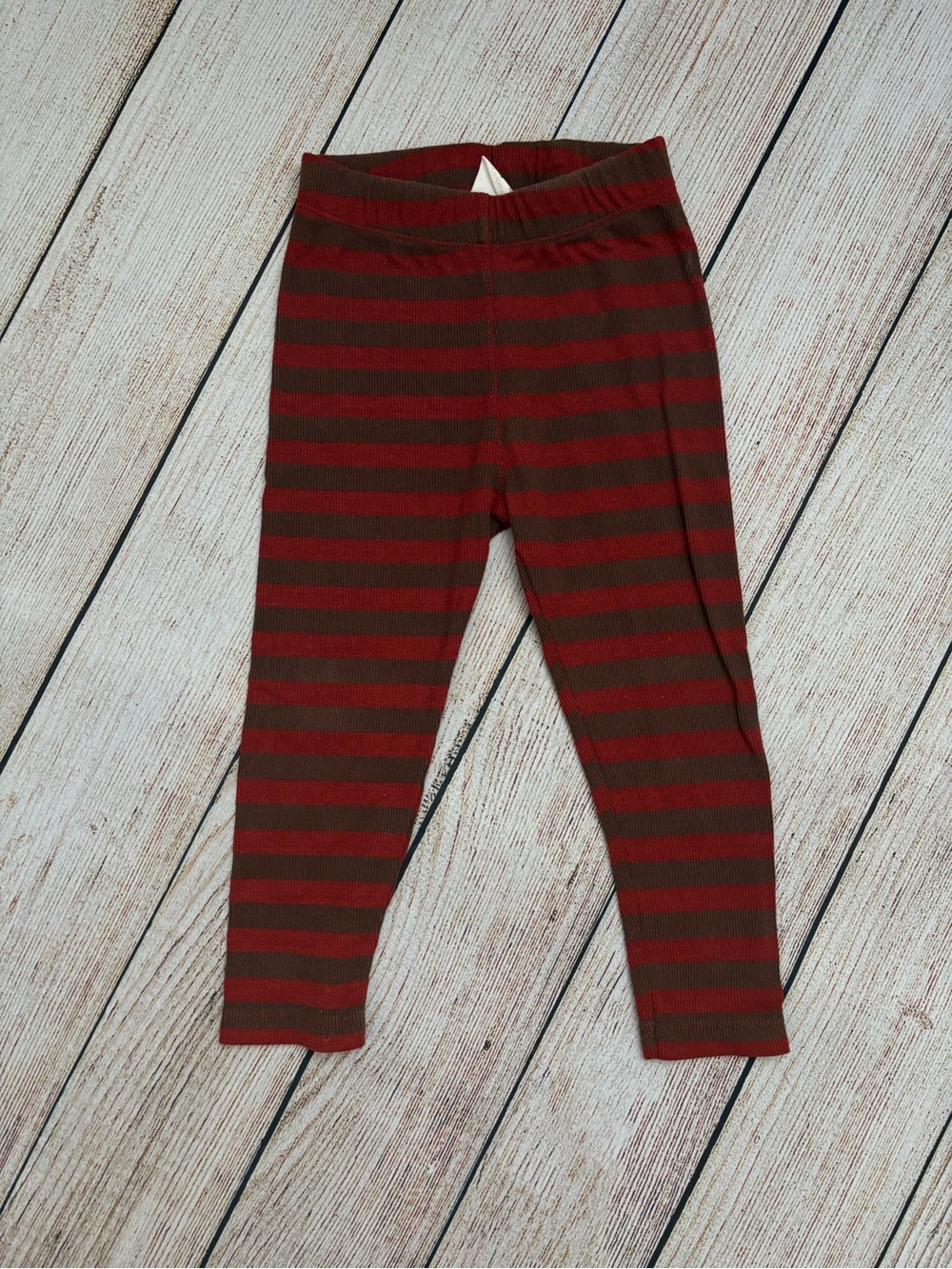 Zara Kids Red and Brown Striped Leggings